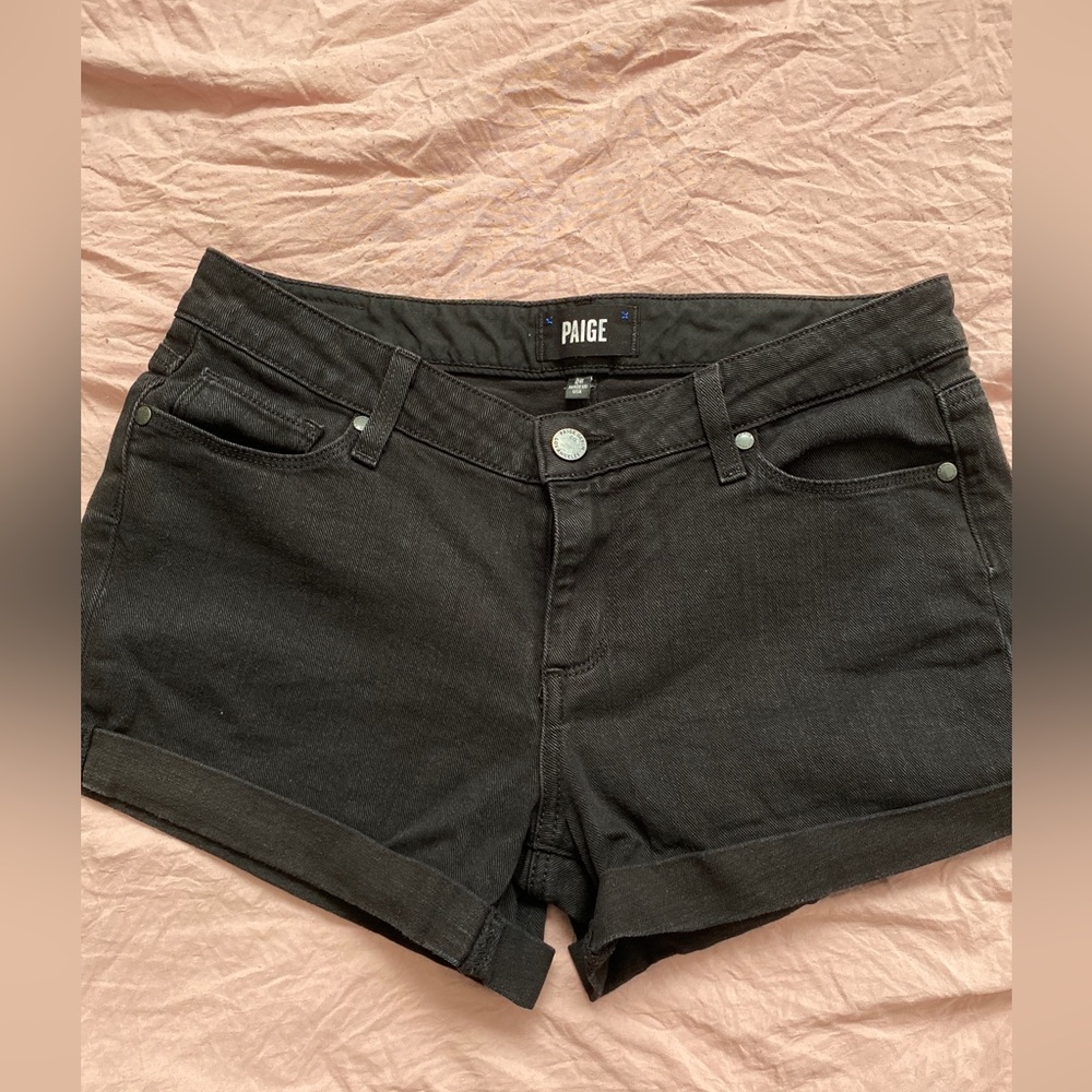 PAIGE Black Denim cup shorts